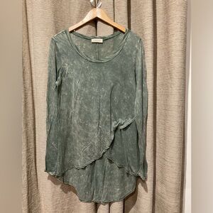 Agree Green Asymmetric Hem Tunic, Size Medium